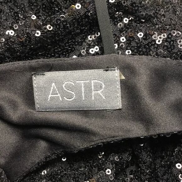 Astr Black All Over Sequin Glam Club Party Concert Deep V Mini Dress S/M - Picture 7 of 8